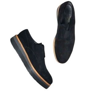 Vince Davy Black Suede Slip On Platform Oxford Loafer Size 9